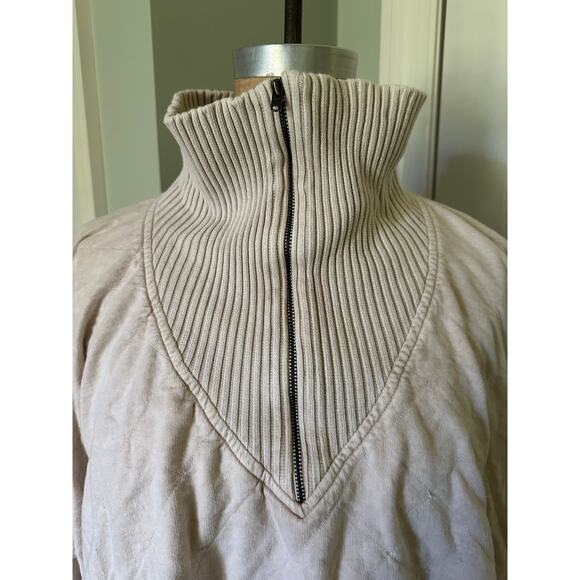 Free People Fp One Shiloh Sweatshirt Pullover Zip Oversized Ribbed sz M beige - Picture 4 of 16